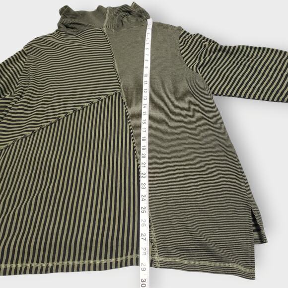 Habitat Artsy Asymmetric Cowlneck Tunic Top Green Black Stripe Sz XL Lagenlook - Picture 14 of 14